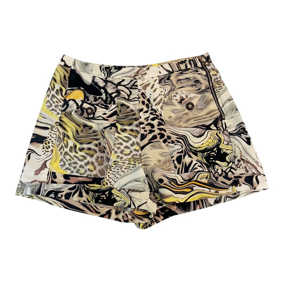 Anthropologie Leifsdottir Silk Blend Animal Marble Print Shorts - Size 8